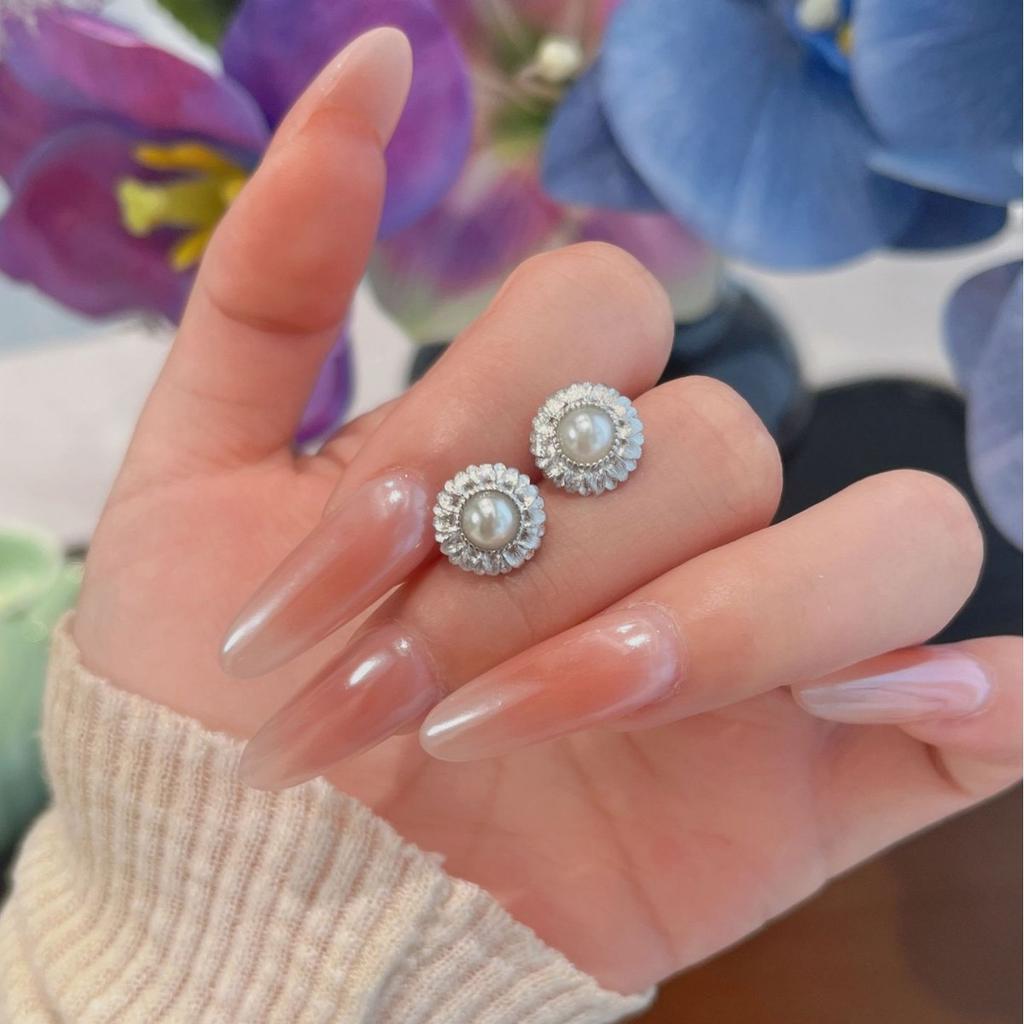 Винтажное бархатное жемчужное ожерелье с подсолнухом, серьги-пусеты, средний, антикварный, легкая роскошь, набор высокого класса