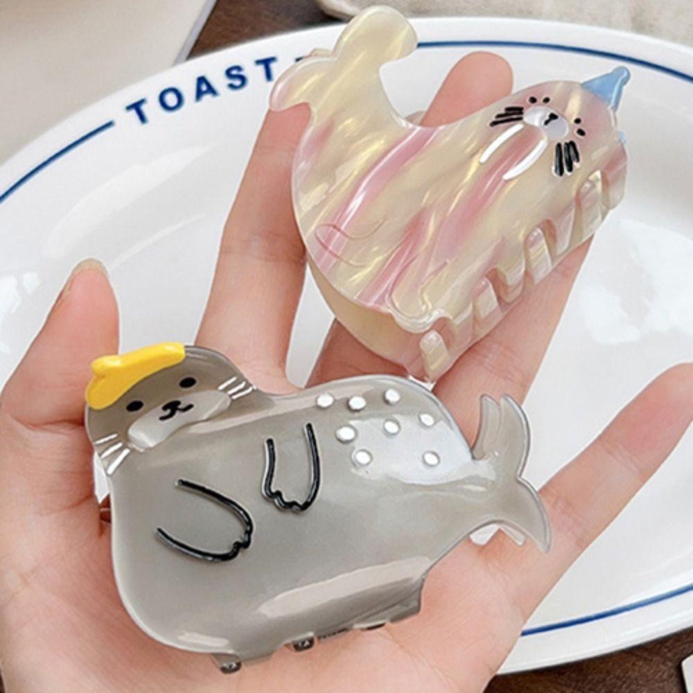 Geometry Seal Acetate Hair Clip Lovely Creative Hair Claw Ocean Animal Shark Clip Travel