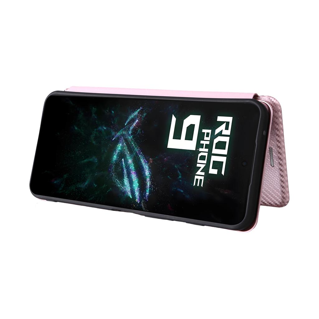 For Asus ROG Phone 9 5G Case Carbon Fiber Texture Drop-Proof PU Leather Phone Cover