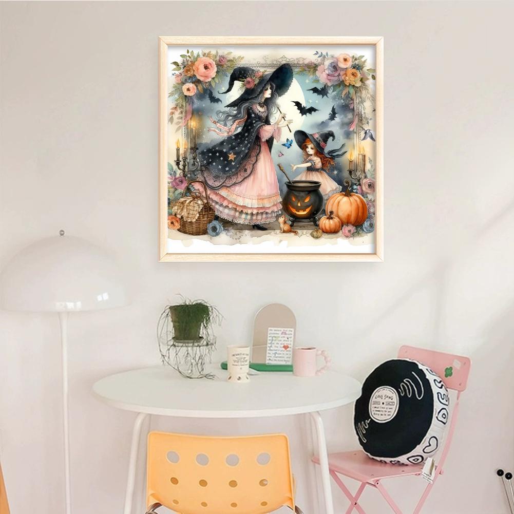 EY# Полная вышивка Эко-хлопковая нить 11CT Напечатанная Хэллоуин Ведьма Вышивка крестом