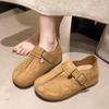 Fashion Women's Thick-soled Non-slip Solid-color Peas Clogs In Spring Autumn Korean Style Buckle Decorative Round-headed Low-top Shoes