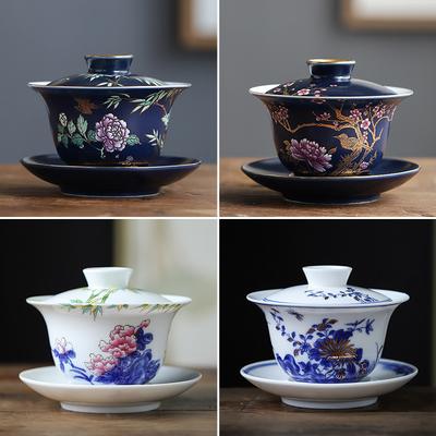 Чайный сервиз Gongfu Керамический Сан Кай Гай Вань Китайские чайные чашки ручной работы Гайвань Супница Расписанные вручную чайные пиалы