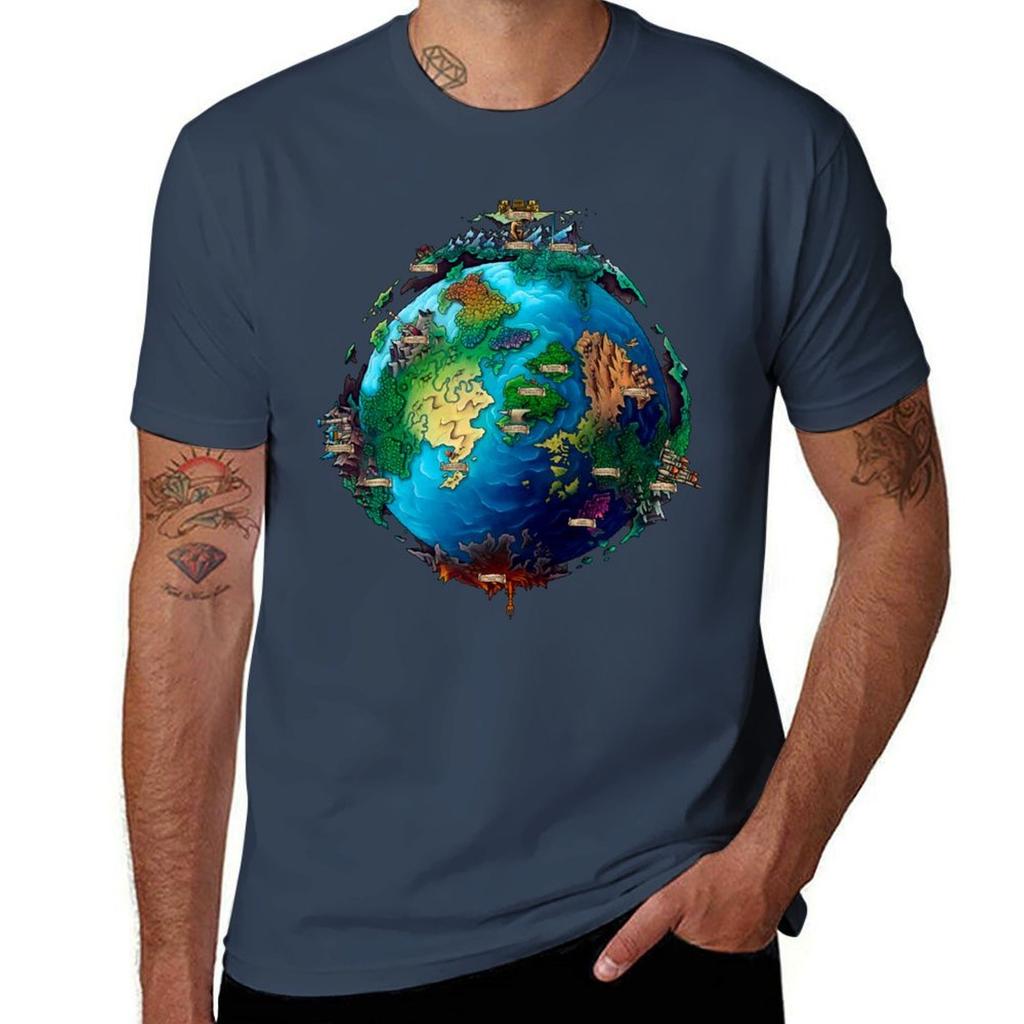 Planet World Anvil With Place Names Tshirt Lightweight Casual Summer Tshirt