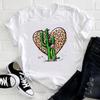 (Asian Size)Tee Top Leopard Love Heart Trend Cute Fashion T Shirt Women Print Lady Clothing Casual  Short Sleeve Female Graphic T-shirt