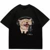 Top Style Noble Cat Love Music T-shirt Cute Cat Print Short Sleeve T-shirt Men's Harajuku Fashion Couple Loose Street Style Y2K