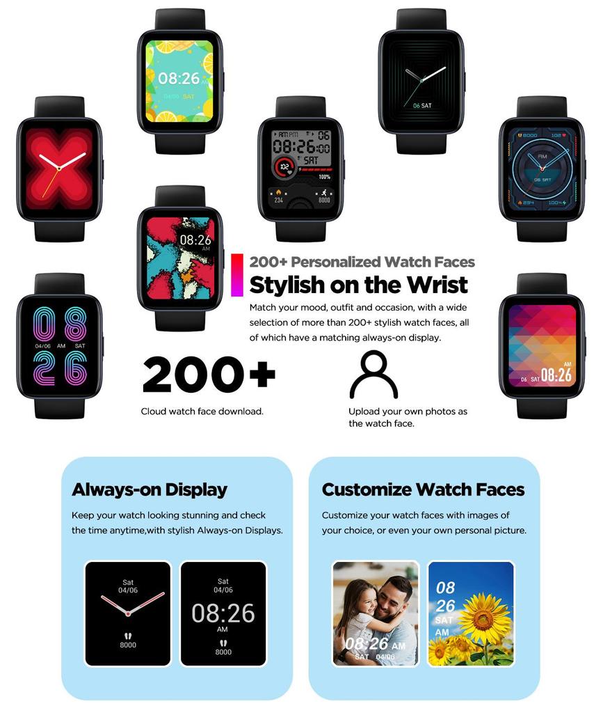 Zeblaze Умные часы Beyond 2 с GPS, 1,78-дюймовый AMOLED-дисплей, встроенный GPS, 24-часовой монитор здоровья, 200+ циферблат, умные мужские часы