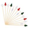 50/100 шт. рождественские бамбуковые шпажки для коктейлей, одноразовые зубочистки для еды и десертов, принадлежности для декора на Новый год