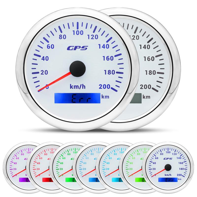 60KMH 85mm GPS Speedometer Gauge+Antenna 7 Color Backlight 120KMH Odometer 0~200KMH Speed Meter for Car Boat Yacht 12V24V Custom