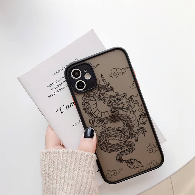 Чехол для телефона RUICHI Dragon God с узором для iPhone13 12 Mini 11 Pro XS Max X XR 7 8 Plus, полупрозрачный матовый чехол