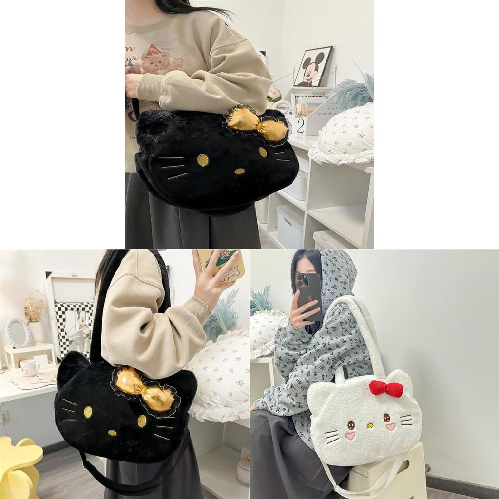 Hello Kitty Large Capacity Tote Bag With Plush Material For Daily Casual Use