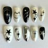 Black Silver Cat Animals Nail Sticker Decals Y2K Charms Cute Dog Cartoon Adhesive Sliders Foils For Manicure Nail Art Decoration