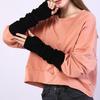 1 Pair Women Arm Warmer Thumbhole Elbow Length Stretchy Knitted Arm Sleeves Keep Warm Solid Color Fingerless Arm Gloves