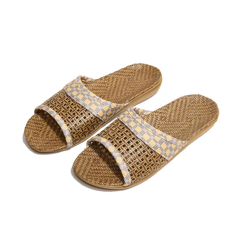 Тапочки из плетеного ротанга с мягкой льняной подкладкой, повседневные туфли без застежек с открытым носком, удобные домашние тапочки