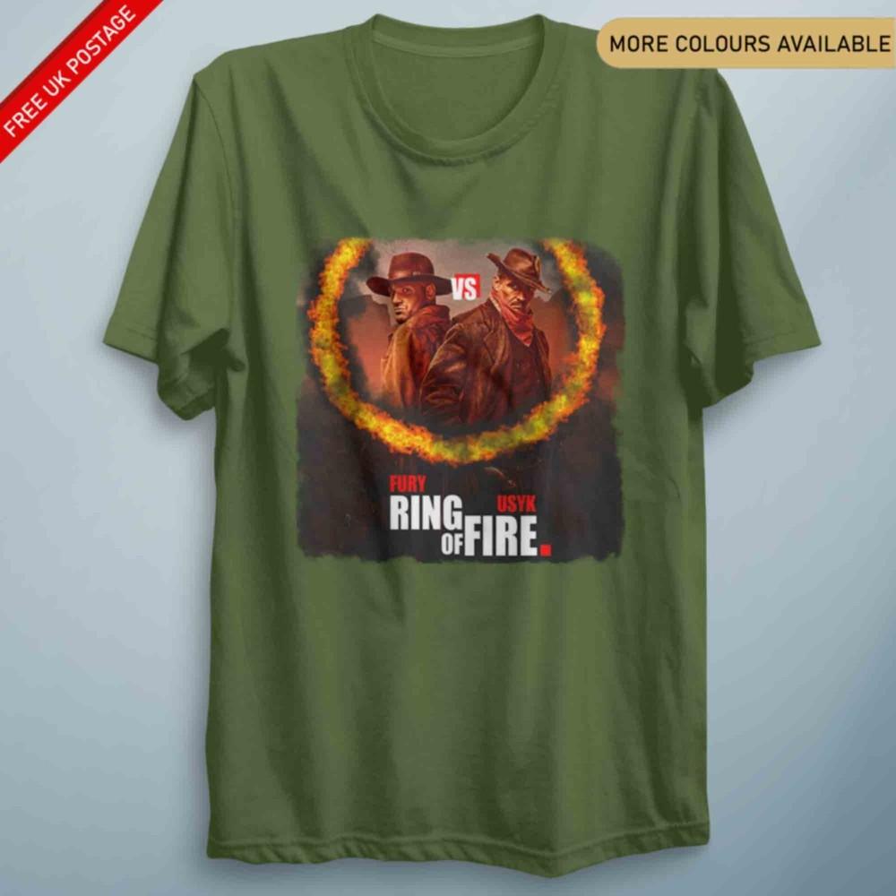 Fury Vs Usyk T Shirt Ring Of Fire Gym Clothing Exercise Boxing Training Top