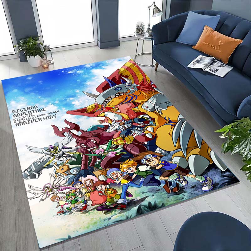 The New (Digimon) Rug Is Suitable for Home Décor in Game Rooms, Bedrooms, Living Rooms, Sofas, and Other Areas.