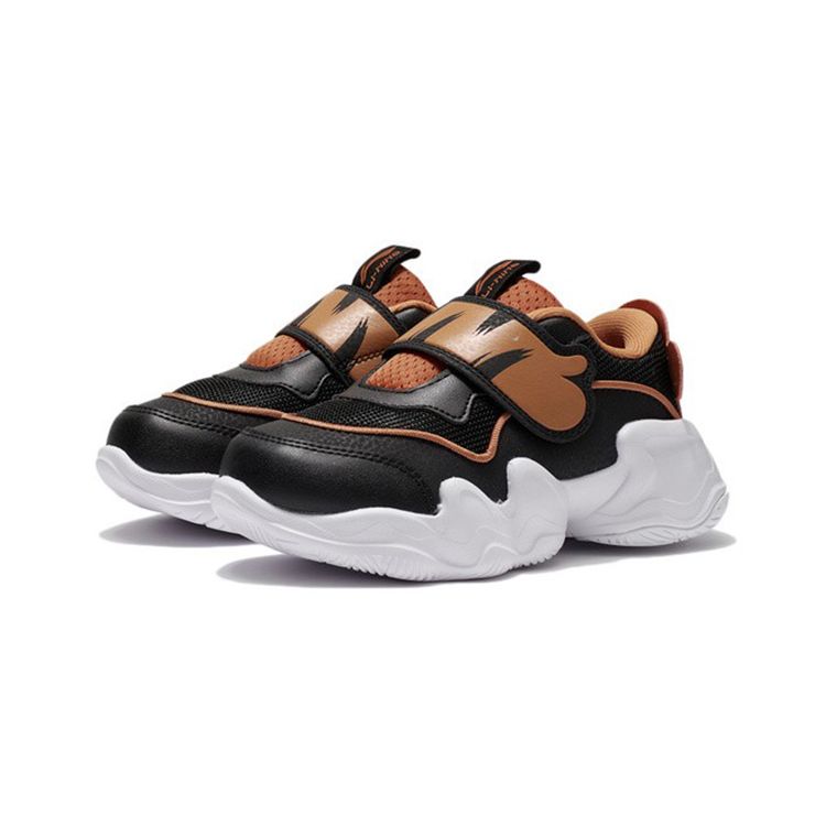 Disney X Li Ning Tigger Thick Sole Casual Non-Slip Shock Absorbing Durable Low-Top Kids Running Shoes Kids Sneakers Black YKNS016-1
