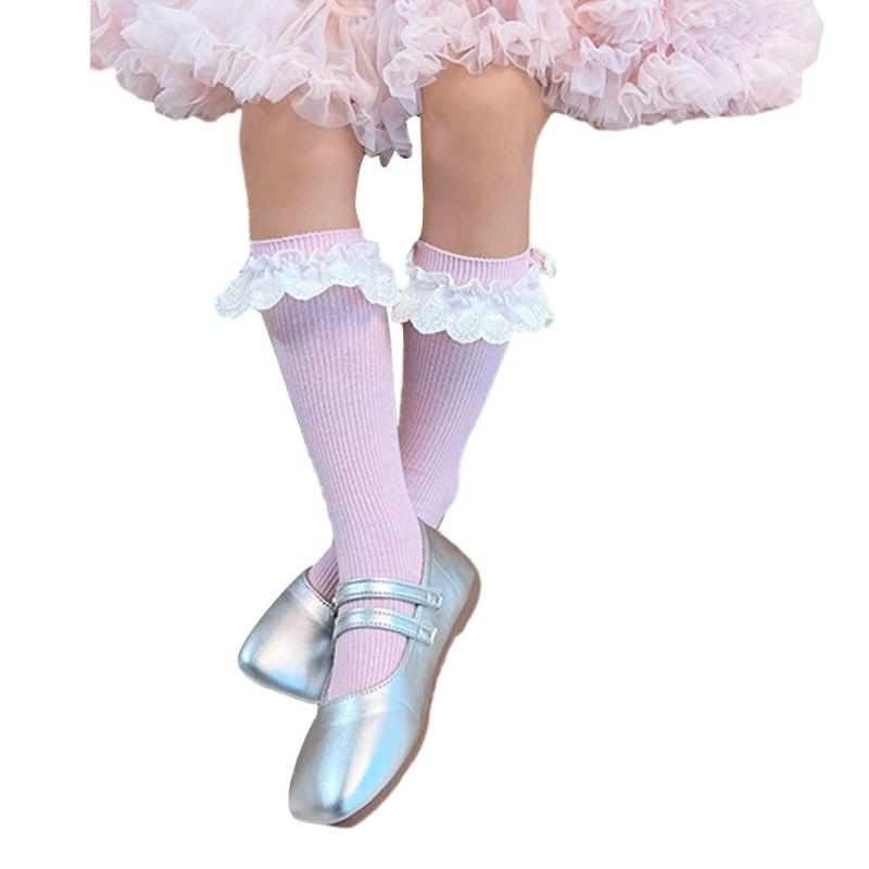 Lovely Embroidered Lace Socks for Girls Comfortable In Tube Socks Fashionable Socks for School Activities and Daily