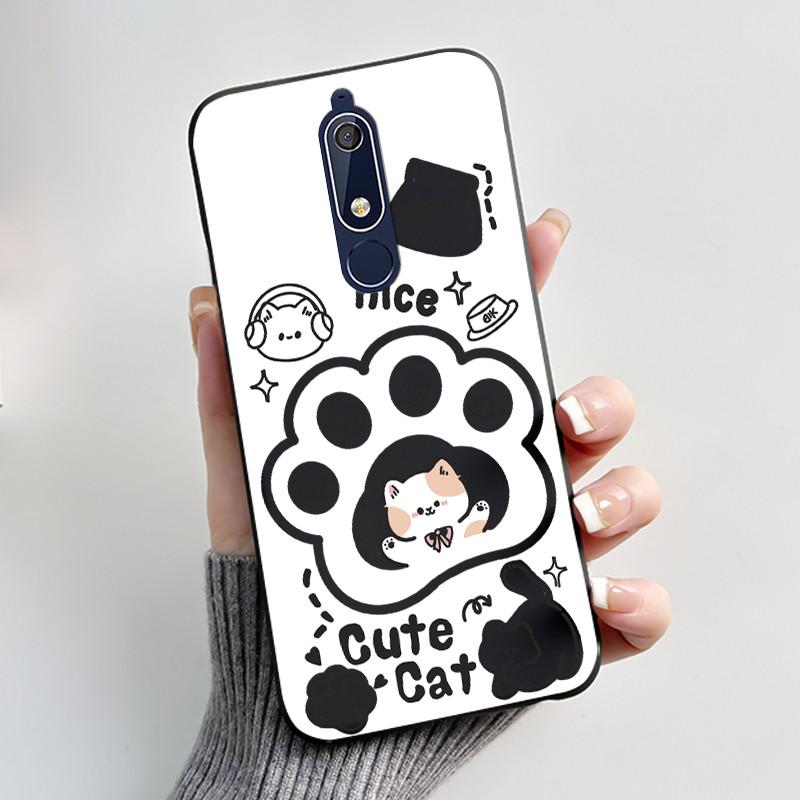Милый Чехол Для Nokia 5.1/Nokia 5.1 Plus/Nokia X5/Nokia 5 Funda Чехол с Рисунком Защитная Крышка Мягкий Силикон Мультяшный Черный Корпус
