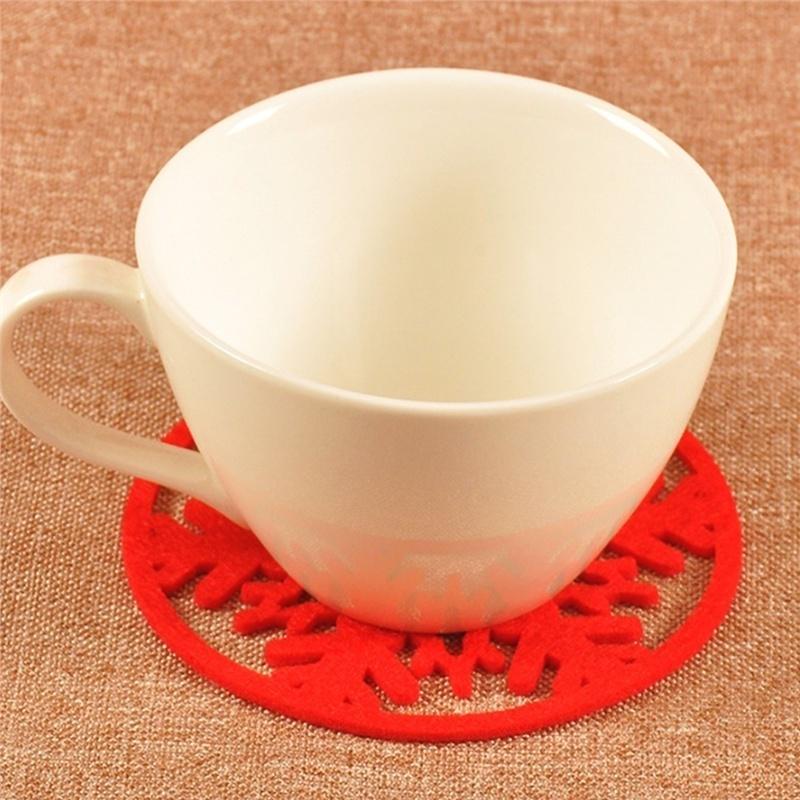 10 шт., рождественский коврик для кружки со снежинкой, подставка под чашку, нетканые подставки