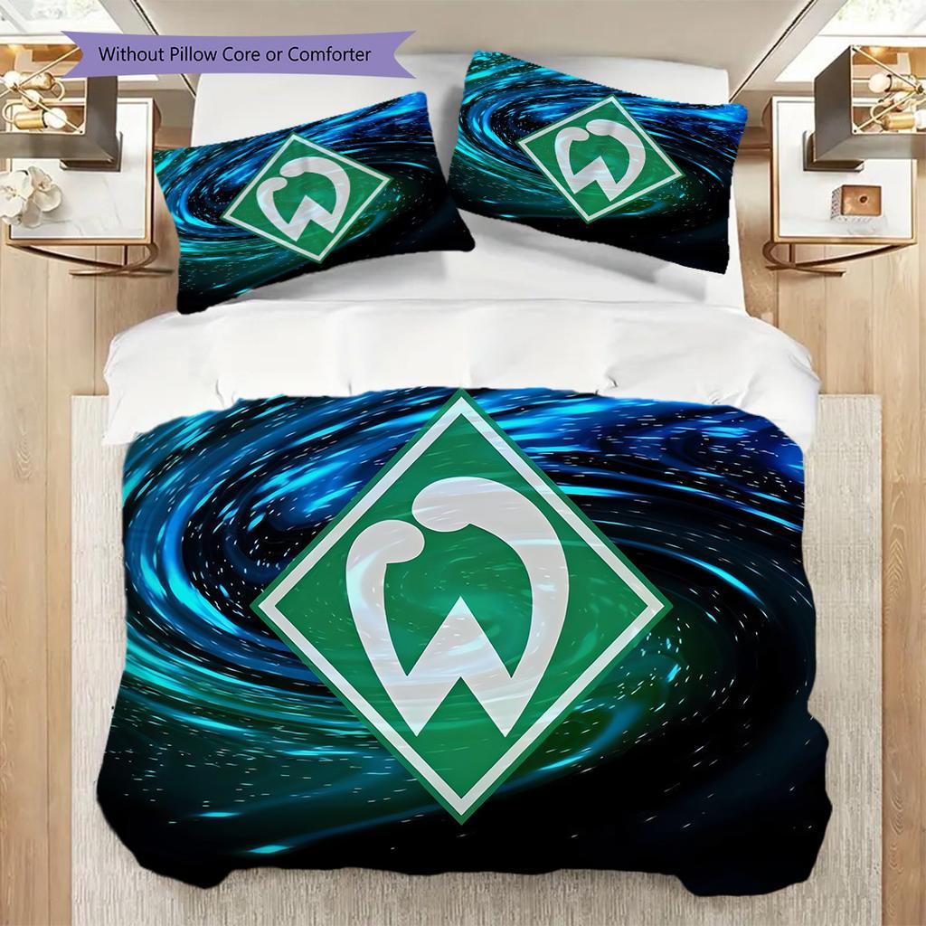 SV Werder Bremen Pattern Bedding Quilt Set Quilt Cover Pillowcase Home Decoration Birthday Gift (1 * duvet cover + 2 * pillowcase, without core)