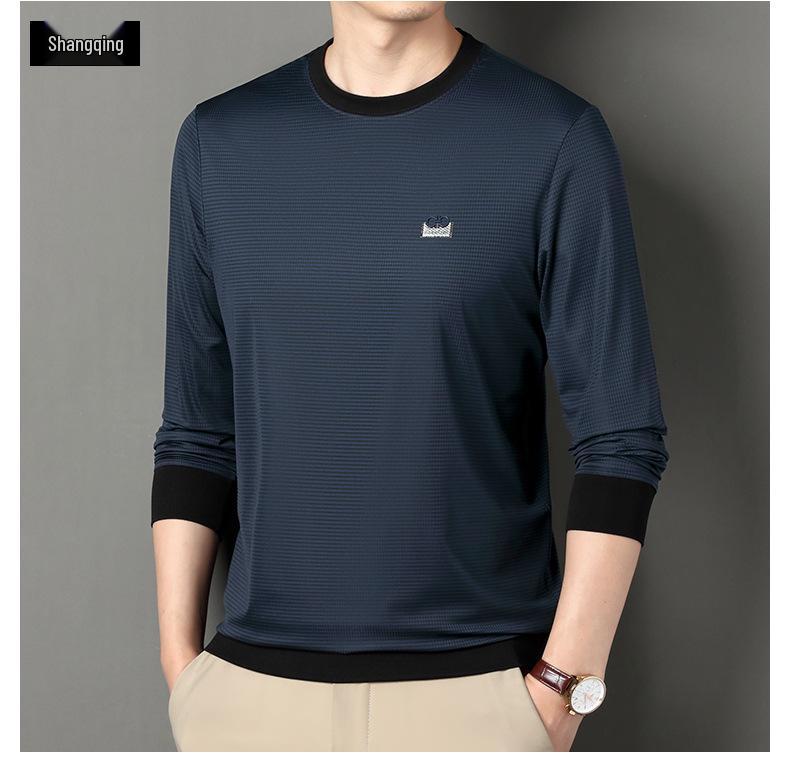 Мужской полосатый свитшот с длинным рукавом и круглым вырезом для весны и осени