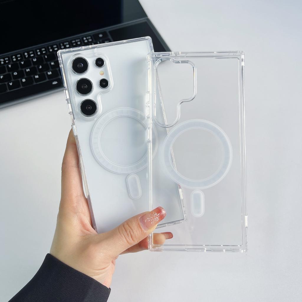 Магнитный чехол Magsafe для Samsung Galaxy S25 S24 S21 FE S22 Plus S23 Ultra Plus Беспроводная зарядка Ударопрочный чехол