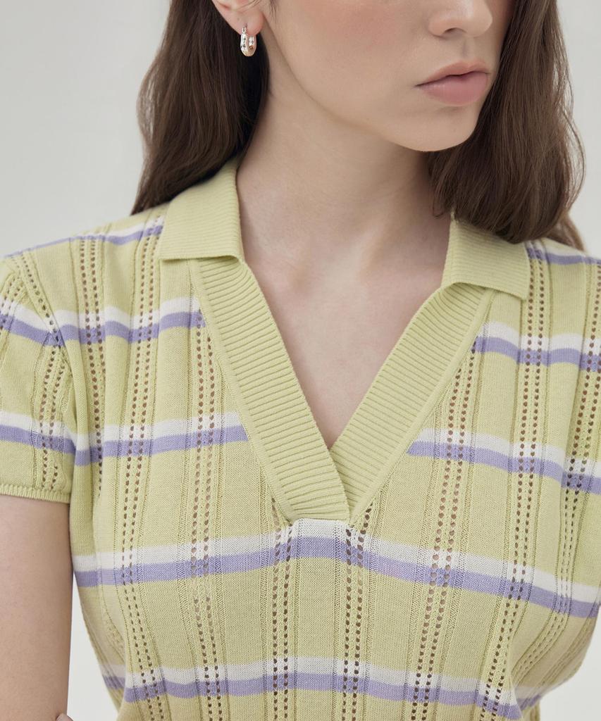 THEKNITCOMPANY Поло в полоску Orea - Цвет Collada Green