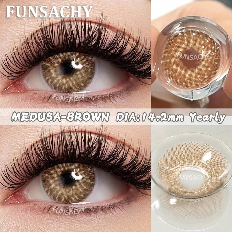 FUNSACHY 1 пара цветных контактных линз синие зеленые серые натуральные линзы для глаз красота зрачка линзы для ношения 1 год женская косметика