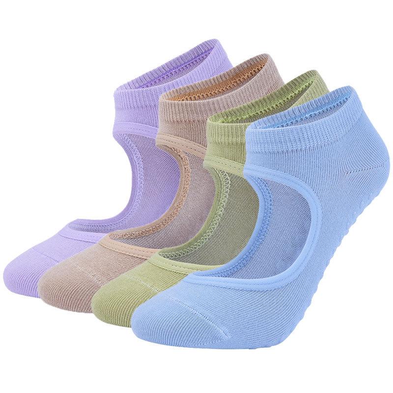 Women Sports Yoga Socks Anti Skid Breathable Fitness Pilates Socks Dancing Gym Heel Non Slip Cotton Sock
