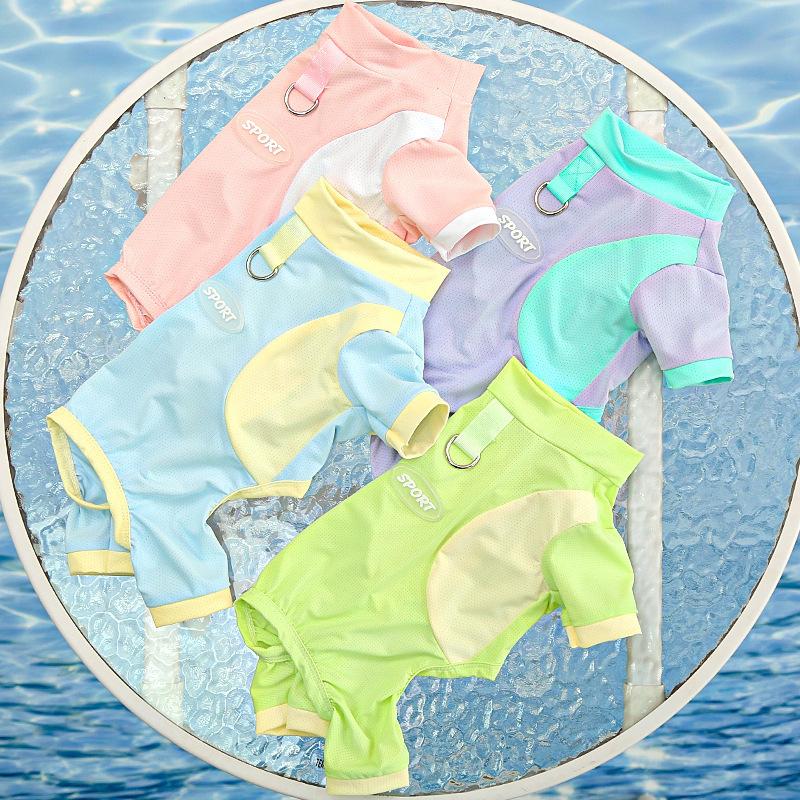 Кошка Все включено Четырехногие Весна и Лето Принадлежности для крупных собак, Кошачий жилет из ледяного шелка, Солнцезащитная одежда для собак, Одежда для питомцев