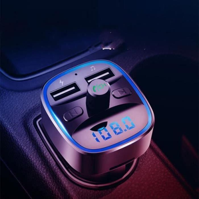 SY21812-Transmetteur FM Bluetooth 5.0, Bluetooth Lecteur MP3 Adaptateur Radio sans Fil Kit Émetteur FM Voiture Chargeur, Appel Mai