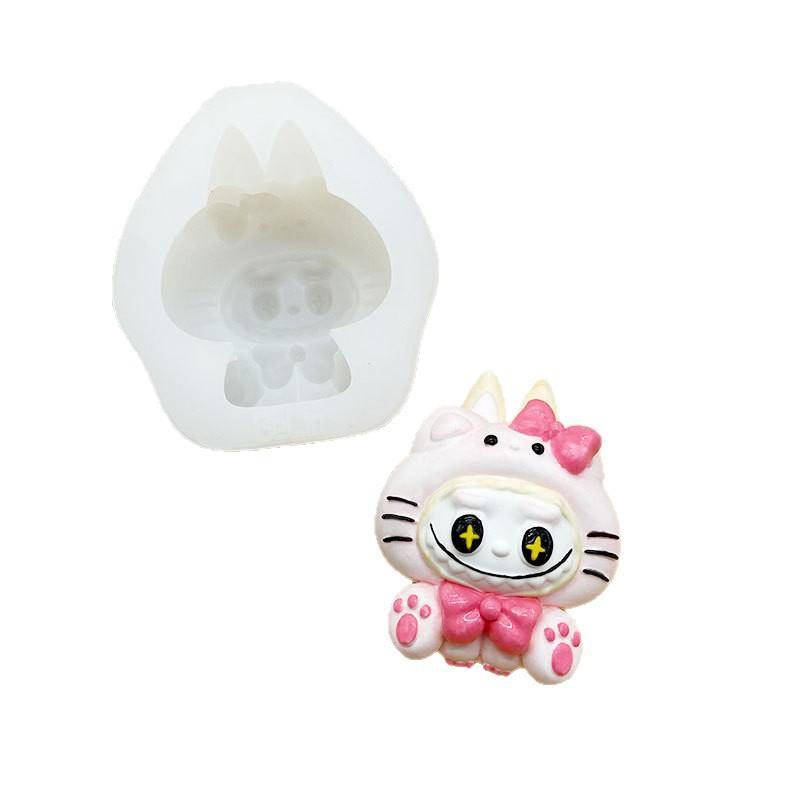 Cute Labubu Silicone Candle Mold Lion Animal Soap Paste Cement Casting Mold Diy Chocolate Ice Baking Tool