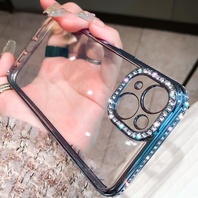 Applicable To Iphone16ProMax Single Row Drill Mobile Phone Case Apple 15 Lens Lace Diamond Plating 14 Protective Case Xr