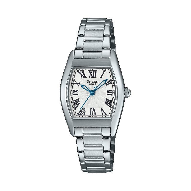 Casio Мужские аналоговые кварцевые часы из нержавеющей стали SHE-4564D-7A, водонепроницаемость 50 м