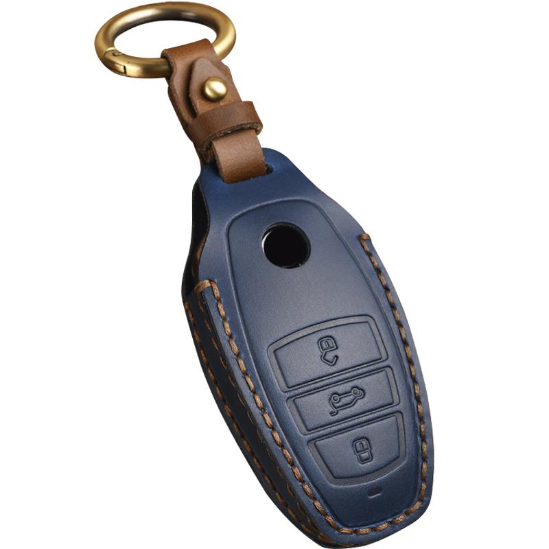 Кожаный чехол для автомобильного ключа для Volkswagen VW Touareg 2021 3 кнопки Smart New Key Protect Accessories Shell