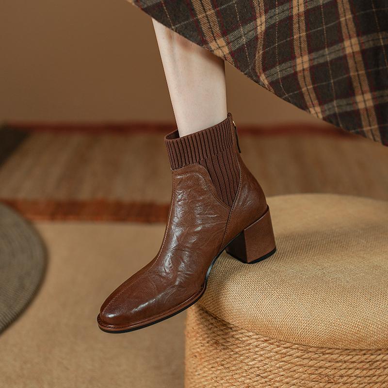 2024 Новые осенне-зимние базовые женские ботильоны из натуральной кожи, качественные офисные рабочие туфли для женщин, лаконичные
