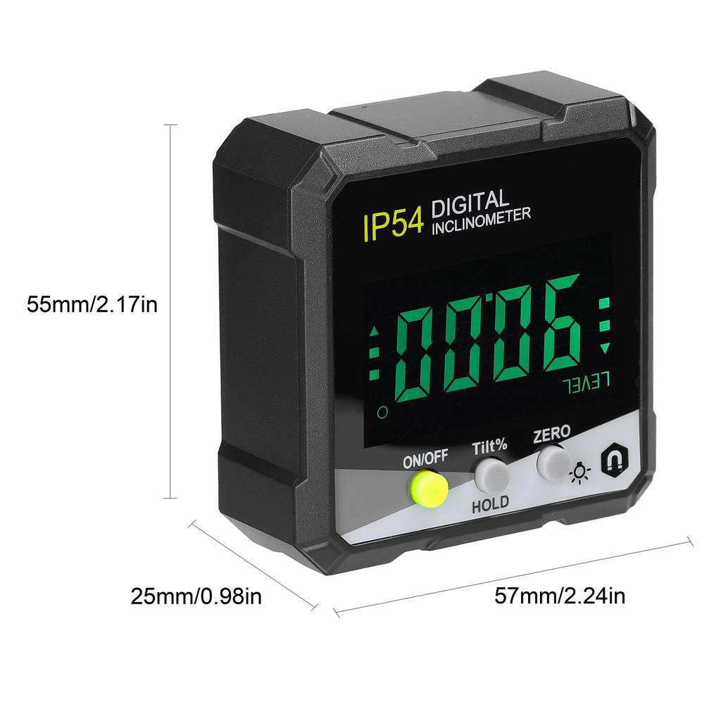 IP54 Цифровой угломер 4*90° с ЖК-подсветкой, Угломер/Инклинометр/Угловая линейка, Односторонний магнитный угломер