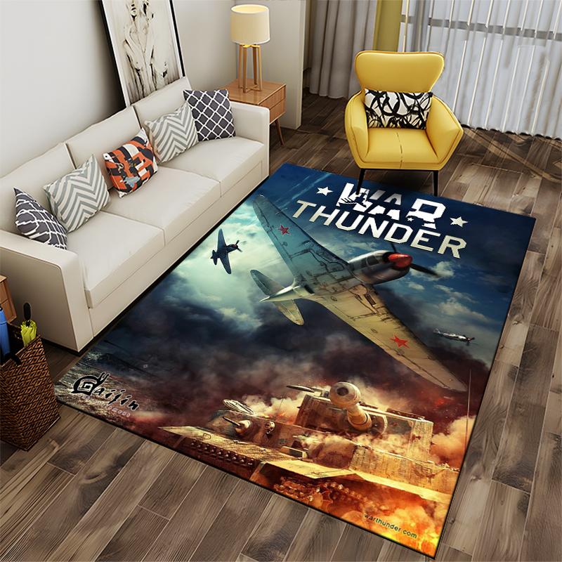 "Ковер с тематикой War Thunder" Нескользящий ковер, подходит для гостиной и спальни, диванов.