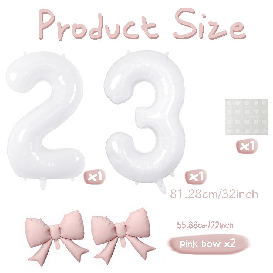 Number balloon set baby pink bow balloon ,white and pink balloon birthday proposal, weddingballoon decoration