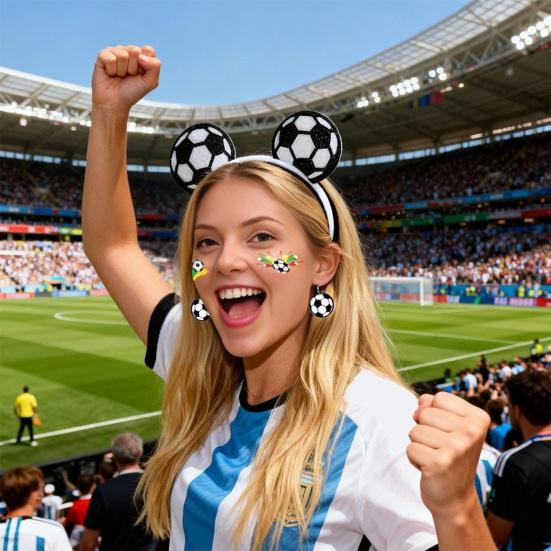 Набор повязки на голову и серег с наклейкой, эластичный дизайн, обруч для волос, набор серег-крючков, реквизит для болельщиков на футбольную тематику, аксессуары для игрового дня