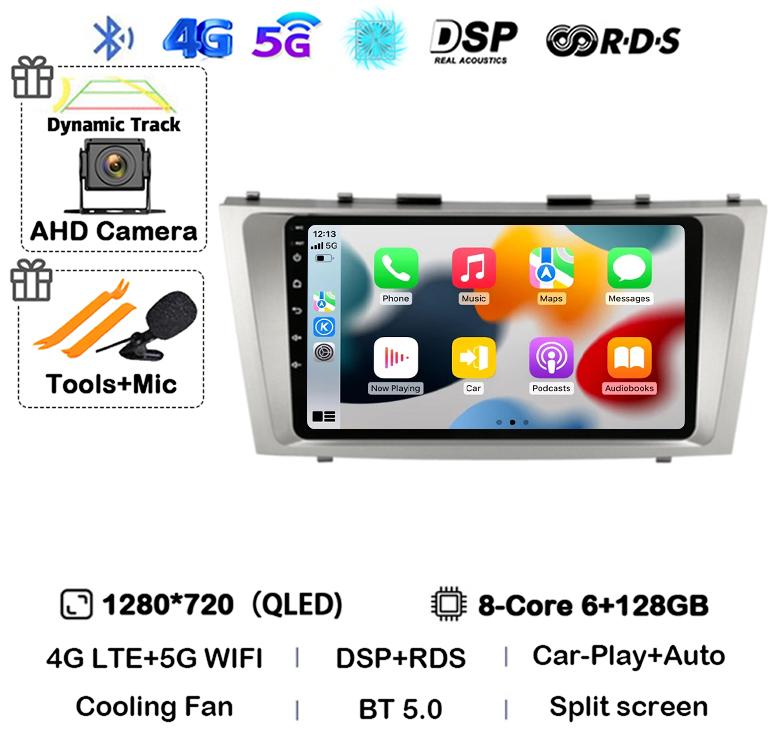 Android 14 Carplay Wifi+4G автомобильное радио для Toyota Camry 7 XV 40 50 2006-2011 4G мультимедийный плеер навигация GPS стерео 360 камера