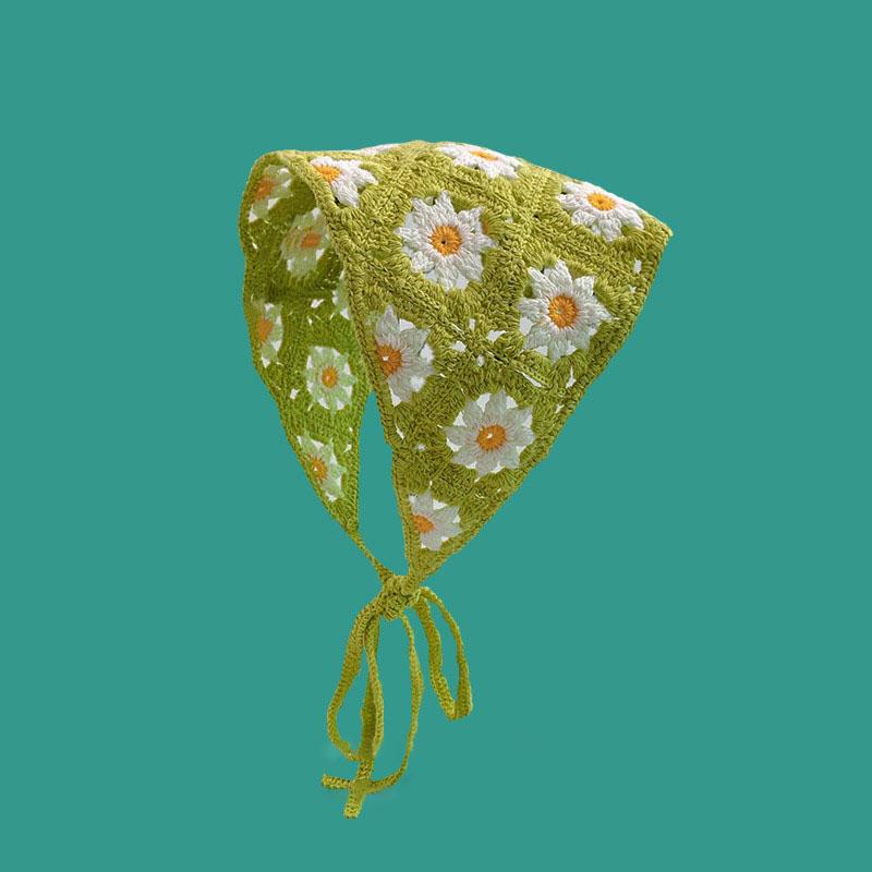 Модная вязаная косынка для прогулок, милый и очаровательный стиль, вязаная вручную повязка на голову, женские аксессуары для волос, треугольный платок для волос