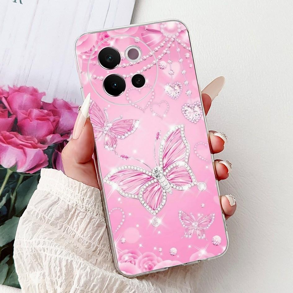 For Vivo V40 Lite 5G Case Transparent Silicone Soft TPU Back Cover Lovely Heart Case For Vivo V40Lite 5G V2341 Shockproof Bumper