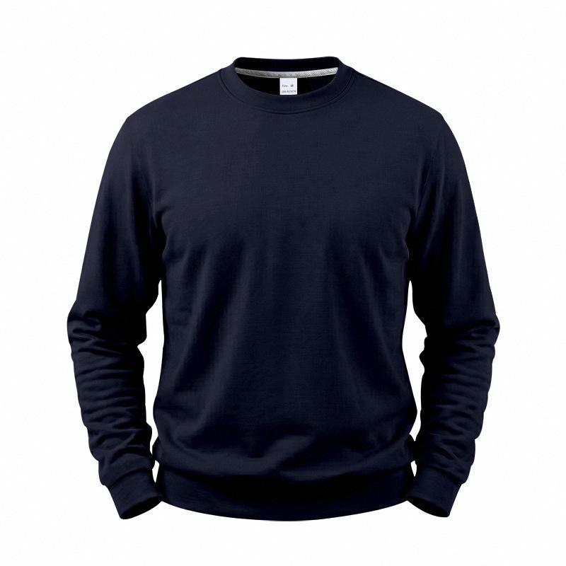 Men S Loose Fleece Lined Solid Color Crew Neck Pullover Sweatshirt