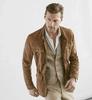 Formal Stylish Soft Genuine Lambskin New Men's Suede Blazer Brown Pure Handmade