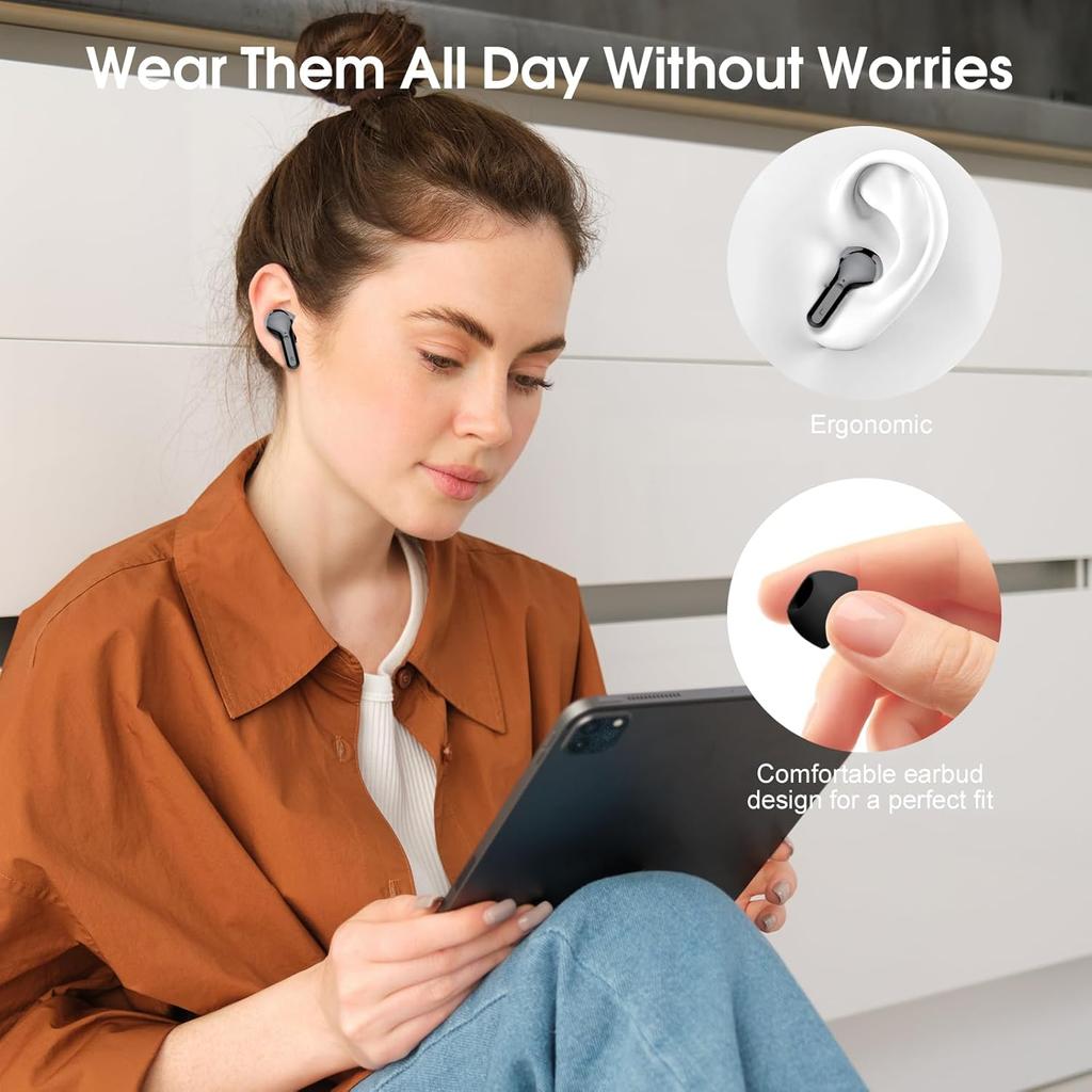 Беспроводные наушники Bluetooth 5.3, наушники с воспроизведением 40 часов, Hi-Fi стереонаушники с шумоподавлением, водонепроницаемые наушники sIP7 для iOS Andriod