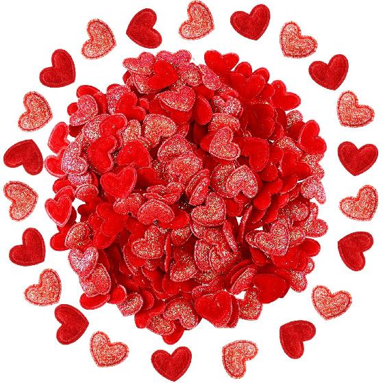 Tatuo 300 Pcs Valentine's Day Felt Hearts Decoration Glitter Felt Hearts Confetti Mini Heart Shapes Decorative Confetti for DIY Crafts Valentines