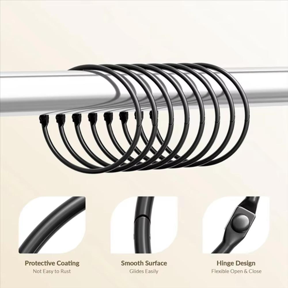 12PCS Rust Proof Bathroom Curtain Rings Circular Curtain Hang Holder  Shower Curtains