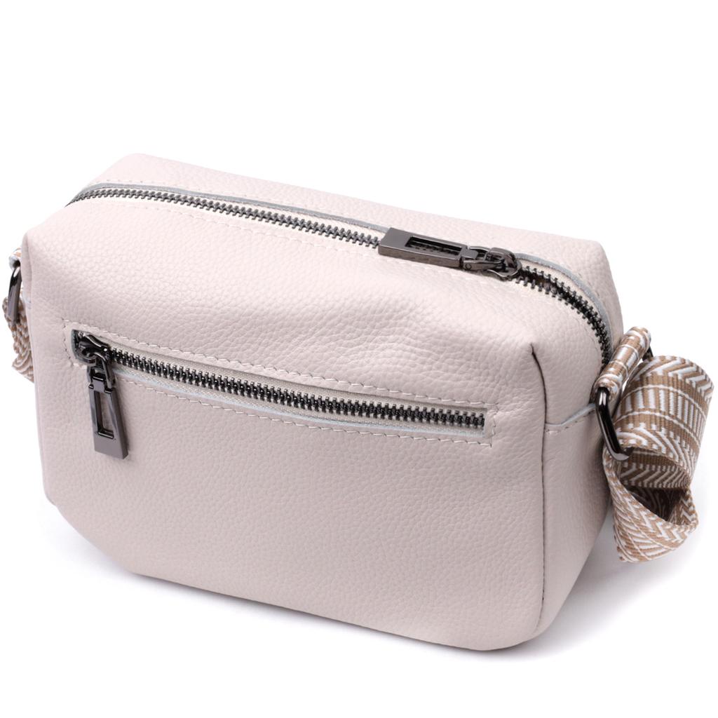 Women's Bag with One Compartment Made of Genuine Leather Vintage 22602 White