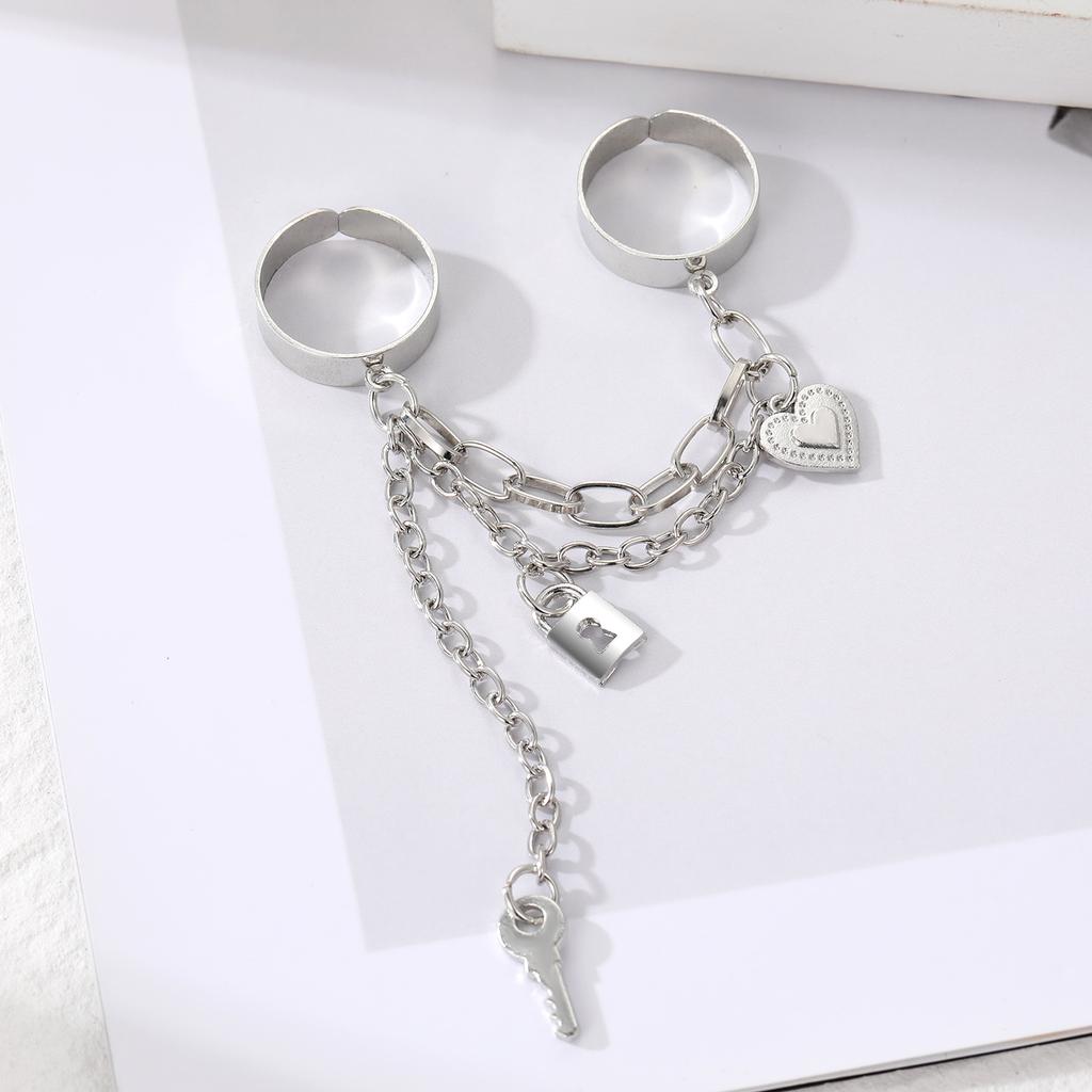 Новинка 2022 года, простые модные элегантные ювелирные изделия для мужчин и женщин, универсальное кольцо с подвеской в виде сердца, набор ключей с подвеской